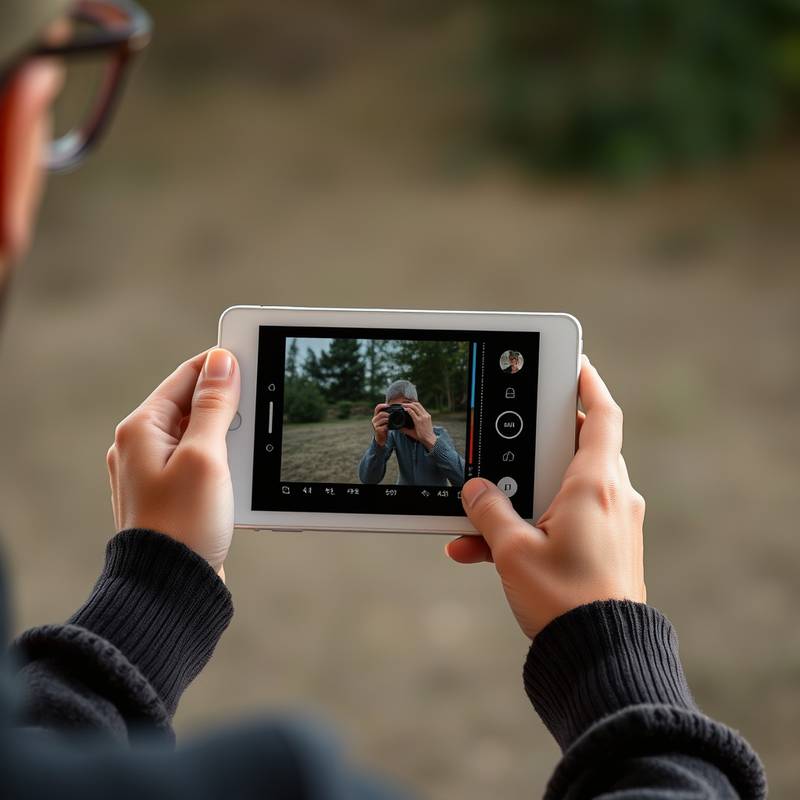 A person sharing their photography on a tablet device.